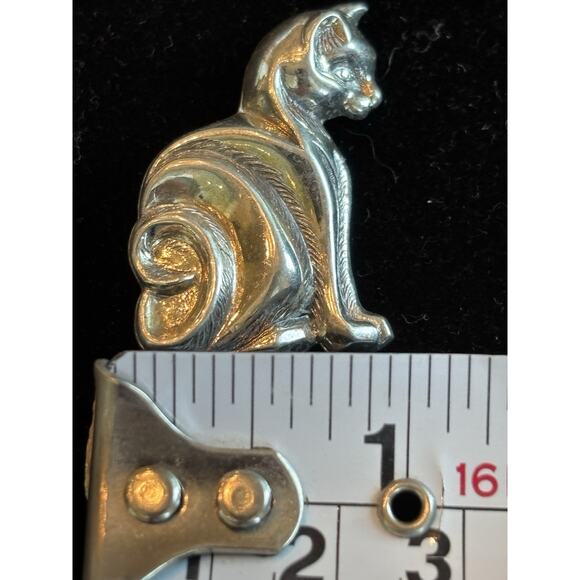 BEAU 925 Sterling Silver Vintage Modernist Cat Pin Brooch MCM - Picture 4 of 6